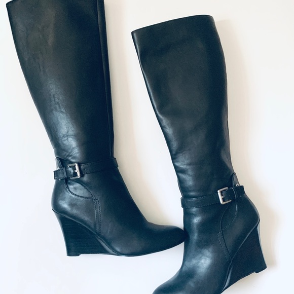 - Like NEW Nine West Wedge Knee Boots - Picture 7 of 8